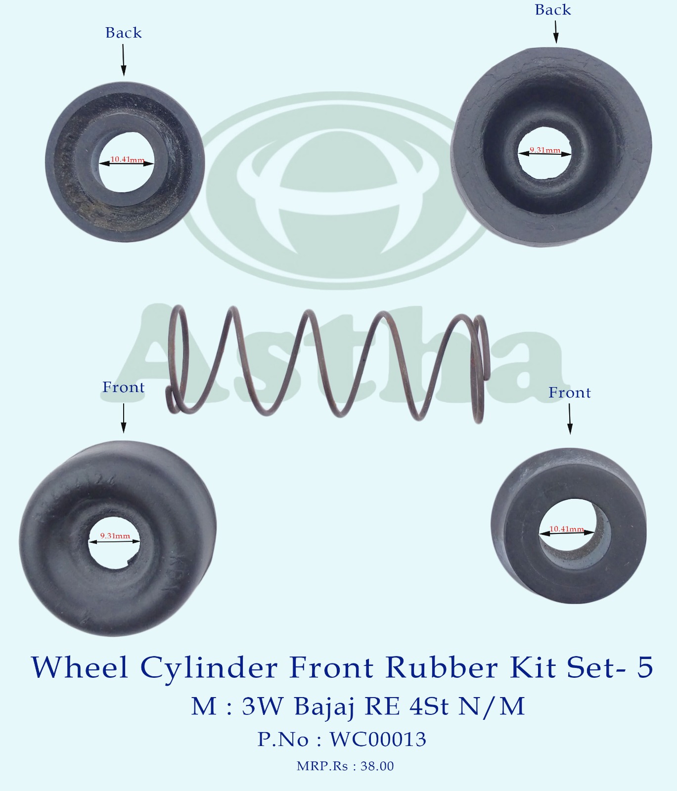 Wheel Cylinder Rear Rubber Kit Set-5 3W Bajaj RE 4St N/M